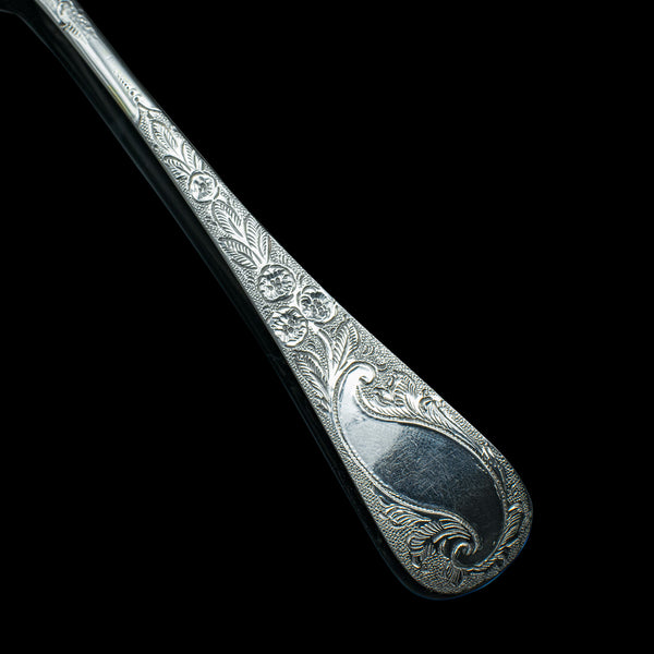 Pair Of Antique Dessert Spoons, English, Silver, Trifle, Hallmarked, Georgian