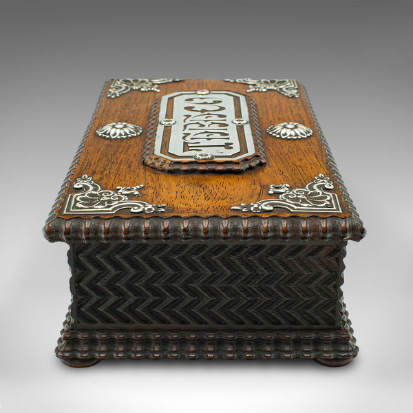 Vintage Tobacco Box, Portuguese, Satinwood, Keepsake Case, Mid Century, C.1940