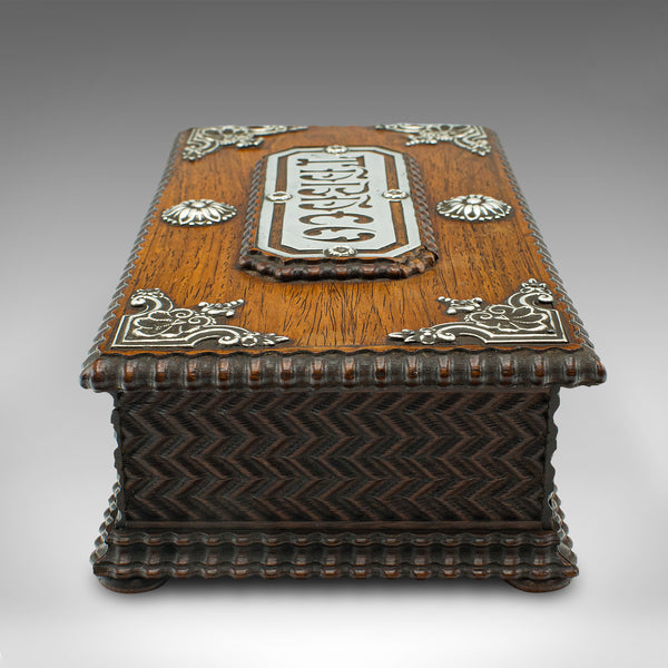 Vintage Tobacco Box, Portuguese, Satinwood, Keepsake Case, Mid Century, C.1940