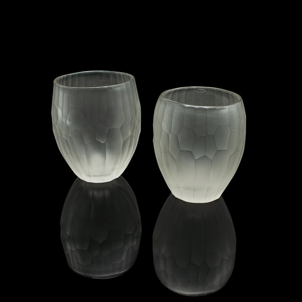 Set of 4 Contemporary Wimbledon Spirit Tumblers, Frosted Cordial Glasses, Signed
