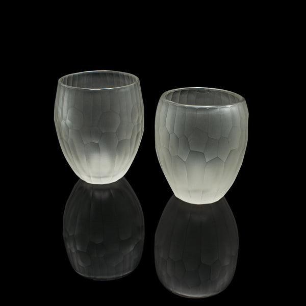 Set of 4 Contemporary Wimbledon Spirit Tumblers, Frosted Cordial Glasses, Signed