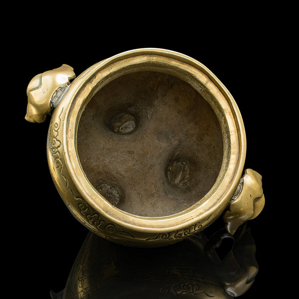 Antique Decorative Censer, Chinese, Brass, Incense Burner, Qing, Victorian, 1900