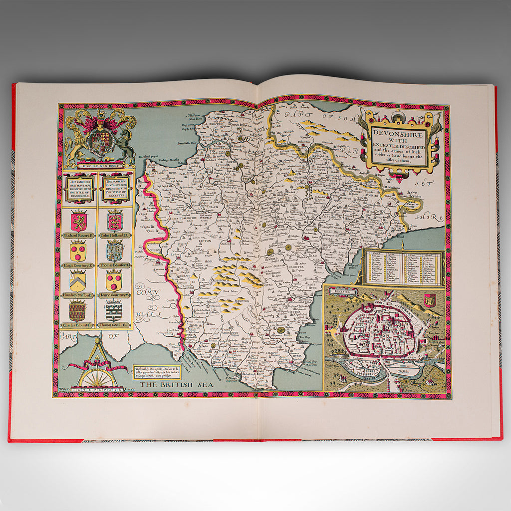 4 Vols Vintage English Maps, John Speed, Cartography Folio, Repro ...