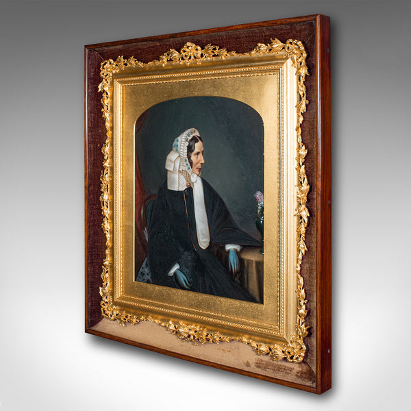 Antique English School Portrait, Giltwood Frame, Painting, Art, Edwardian, 1910
