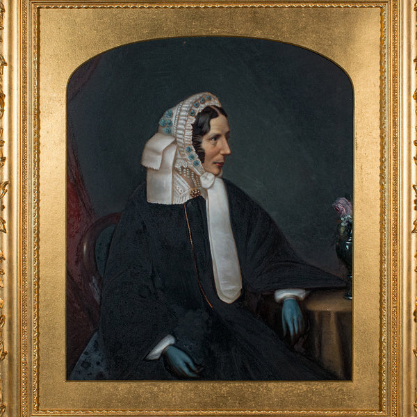 Antique English School Portrait, Giltwood Frame, Painting, Art, Edwardian, 1910