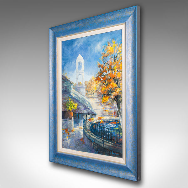 Vintage Landscape Painting, English, Framed Oil On Board, Art, Signed, C.1980