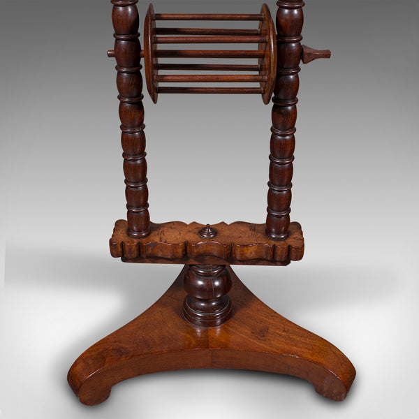 Antique Wool Winder Stand, English, Walnut, Adjustable Yarn Swift, Victorian