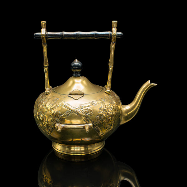 Antique Spirit Kettle, English, Brass, Teapot, Burner, Arts & Crafts, Victorian