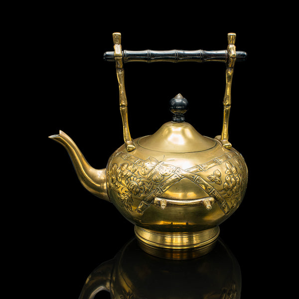 Antique Spirit Kettle, English, Brass, Teapot, Burner, Arts & Crafts, Victorian
