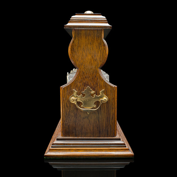 Vintage Locking Tantalus, English, Oak, Glass, Decanter Caddy, Victorian Taste