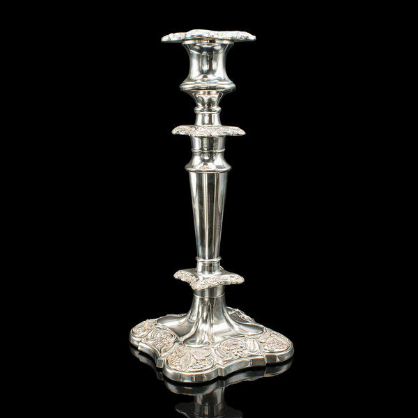 Pair Of Antique Decorative Candlesticks, English, Silver Plate, Candle Sconce