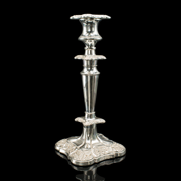 Pair Of Antique Decorative Candlesticks, English, Silver Plate, Candle Sconce