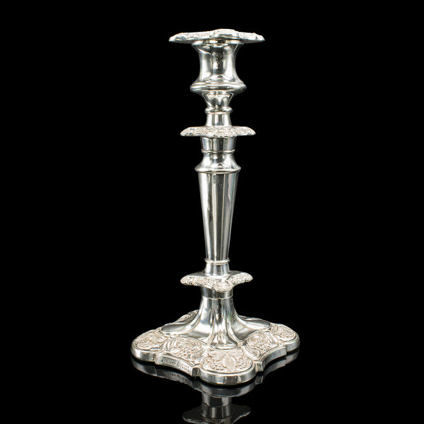 Pair Of Antique Decorative Candlesticks, English, Silver Plate, Candle Sconce