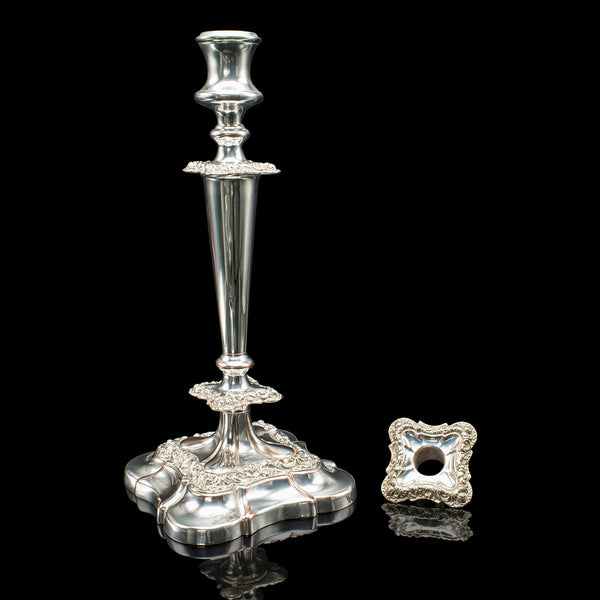 Tall Pair, Antique Candlesticks, English, Silver Plated Candle Sconce, Edwardian