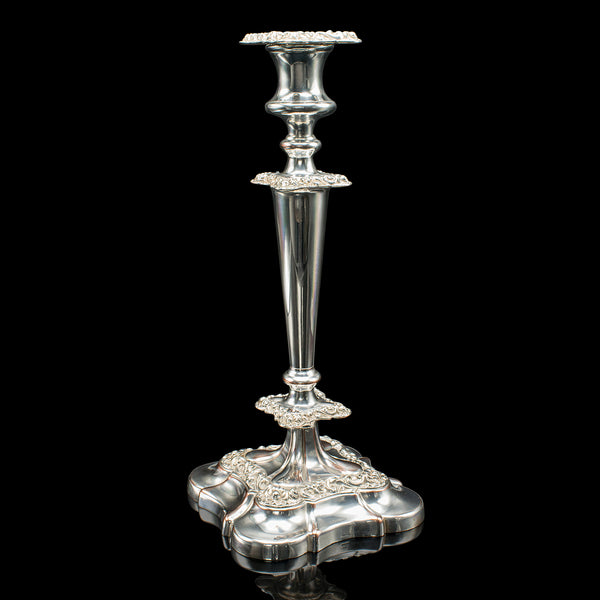 Tall Pair, Antique Candlesticks, English, Silver Plated Candle Sconce, Edwardian