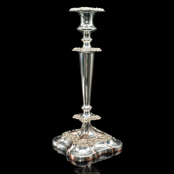 Tall Pair, Antique Candlesticks, English, Silver Plated Candle Sconce, Edwardian