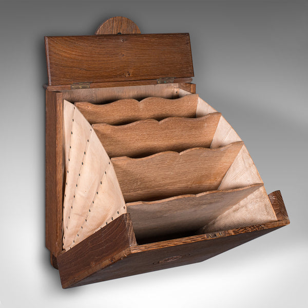 Antique Castle Purser's Requisitions Box, English Oak, Wall Organiser, Victorian