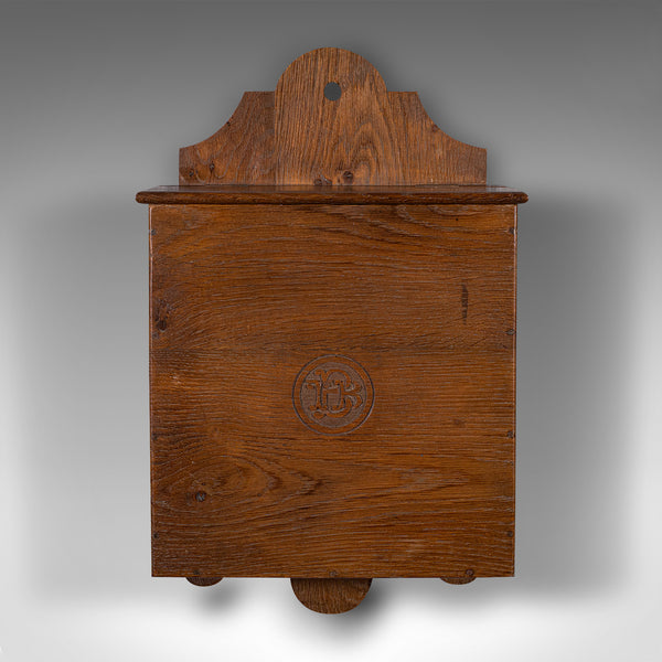 Antique Castle Purser's Requisitions Box, English Oak, Wall Organiser, Victorian
