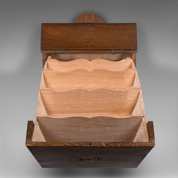Antique Castle Purser's Requisitions Box, English Oak, Wall Organiser, Victorian