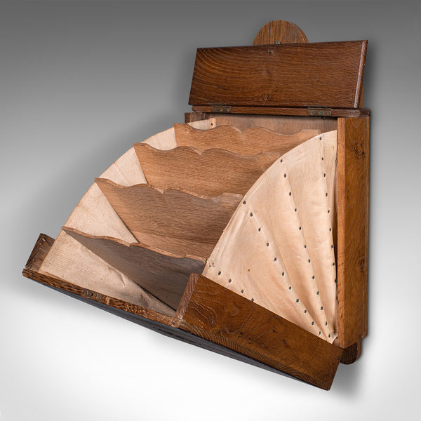 Antique Castle Purser's Requisitions Box, English Oak, Wall Organiser, Victorian