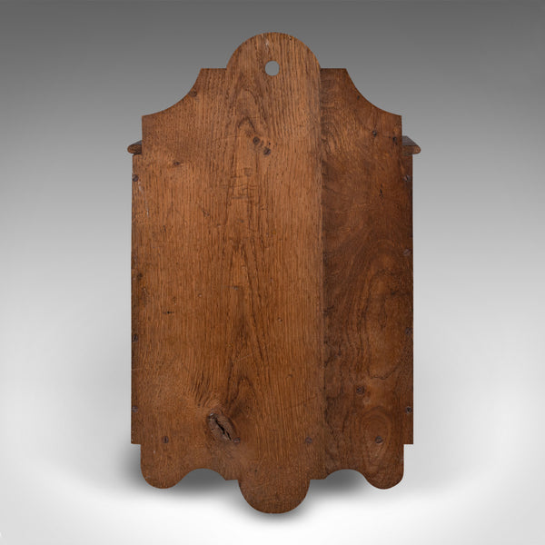 Antique Castle Purser's Requisitions Box, English Oak, Wall Organiser, Victorian
