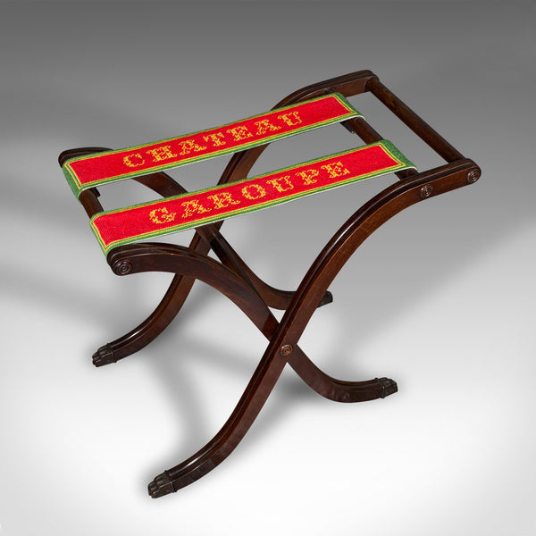 Antique Chateau Luggage Stand, French, Folding Suitcase Rack, Edwardian, C.1910