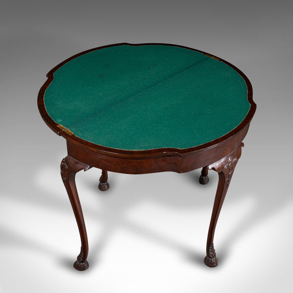 Antique Georgian Revival Card Table, English, Folding, Games, Victorian, C.1890