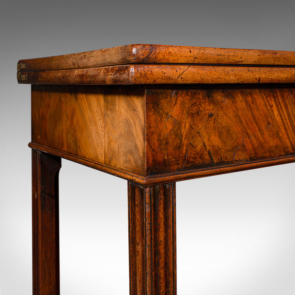 Antique Fold Over Tea Table, English, Card, Chippendale Manner, Georgian, C.1750