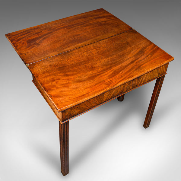 Antique Fold Over Tea Table, English, Card, Chippendale Manner, Georgian, C.1750
