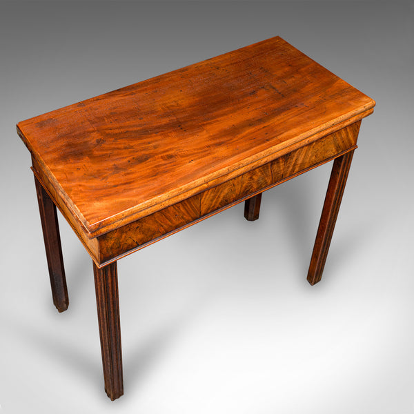 Antique Fold Over Tea Table, English, Card, Chippendale Manner, Georgian, C.1750