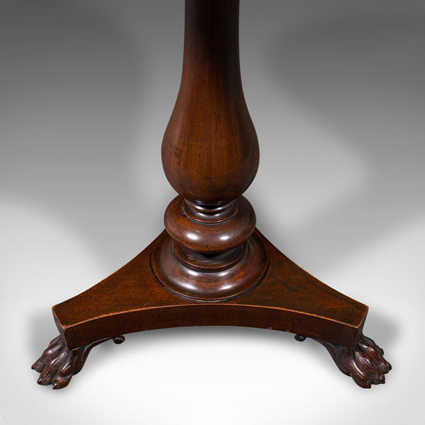 Antique Octagonal Wine Table, English, Flame, Lamp, Side, William IV, Circa 1835