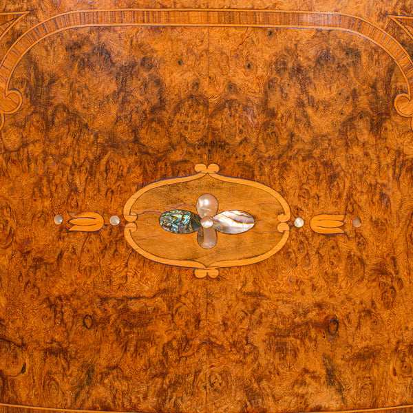Antique Oval Bedside Cabinet, French, Amboyna, Marble, Bathroom, Victorian, 1870