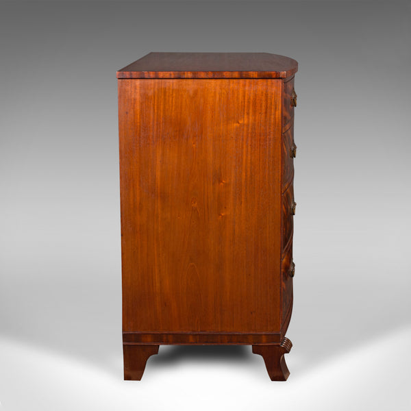 Large Antique Bow Front Chest of Drawers, American, Bedroom, Victorian, C.1860