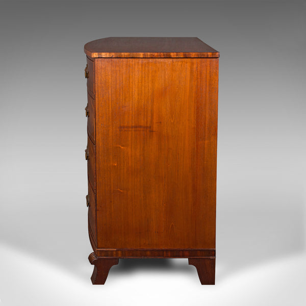 Large Antique Bow Front Chest of Drawers, American, Bedroom, Victorian, C.1860