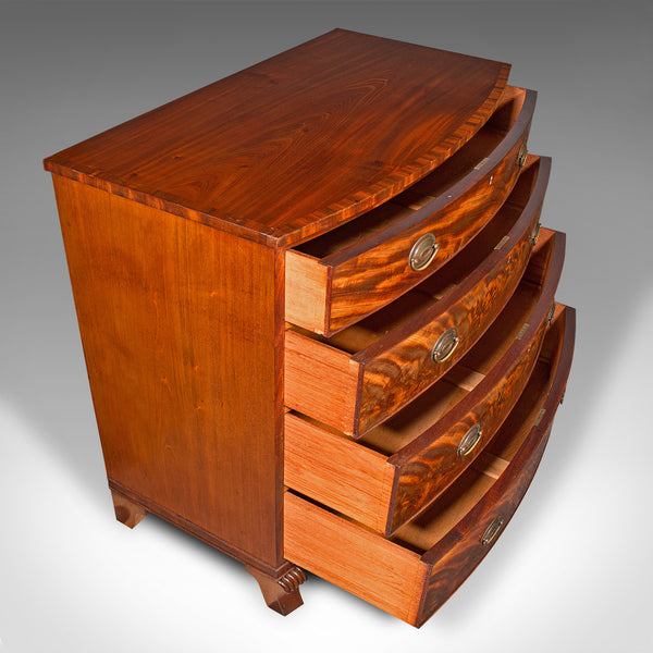 Large Antique Bow Front Chest of Drawers, American, Bedroom, Victorian, C.1860