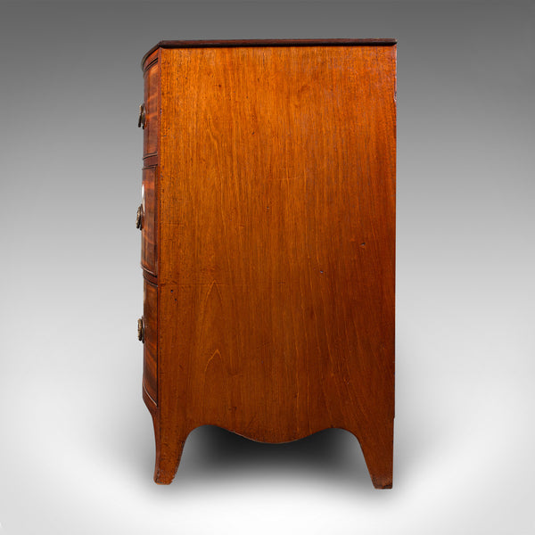 Antique Bow Front Chest of Drawers, English, Bachelors, Bedroom, Georgian, 1790