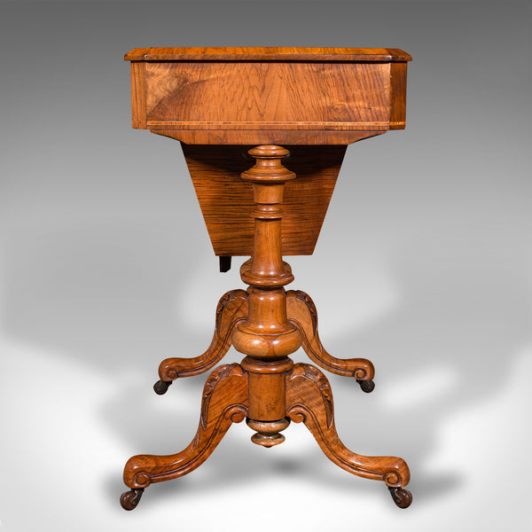 Antique Sewing Table, English, Burr Walnut, Ladies Work Box, Victorian, C.1840