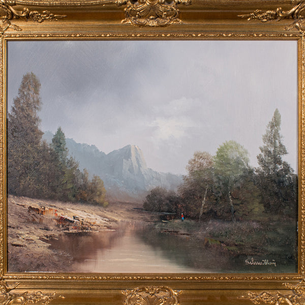Vintage Landscape Painting, Austrian, Framed Oil On Canvas, Art, Alpine Scene