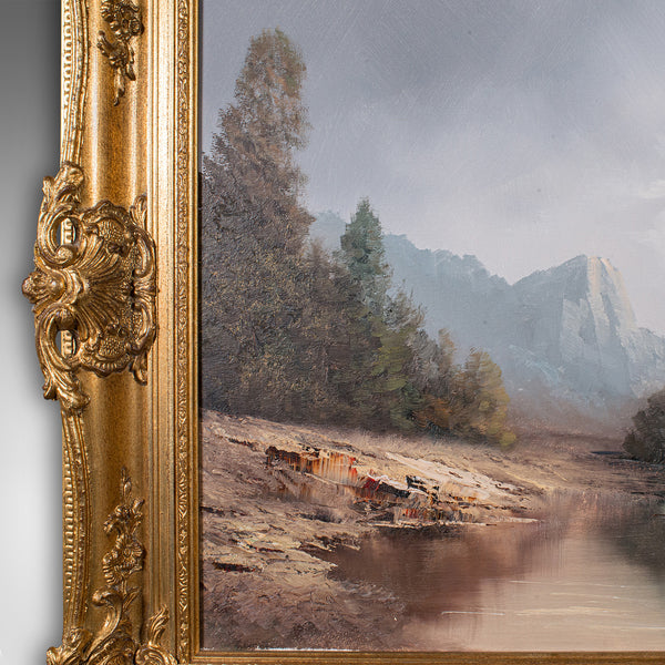Vintage Landscape Painting, Austrian, Framed Oil On Canvas, Art, Alpine Scene