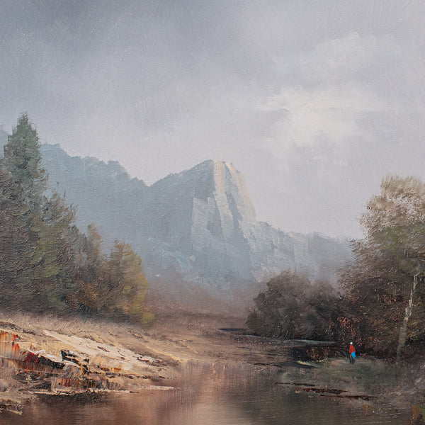 Vintage Landscape Painting, Austrian, Framed Oil On Canvas, Art, Alpine Scene