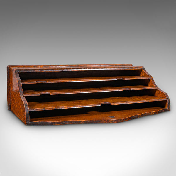 Antique Clerk's Desk Tidy, English, Oak, Organiser, Letter Rack, Victorian, 1870