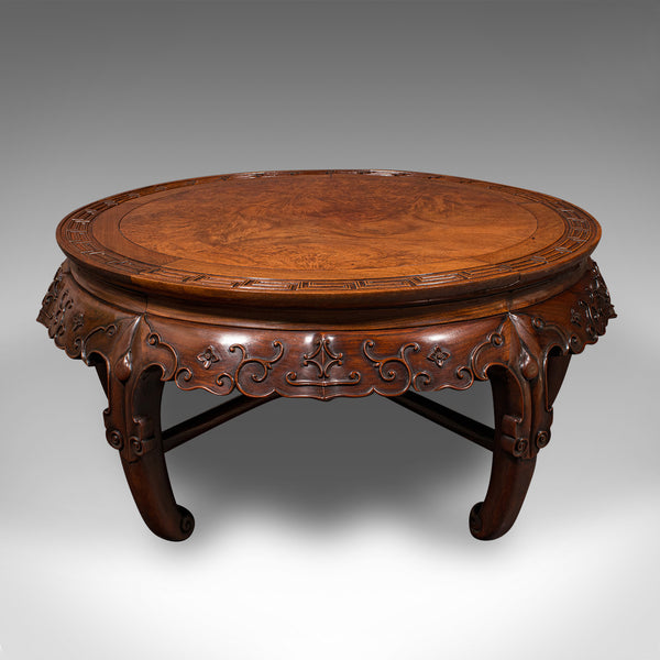 Antique Centre Coffee Table, Chinese, Burr Walnut, Low, Early 20th Century, 1920