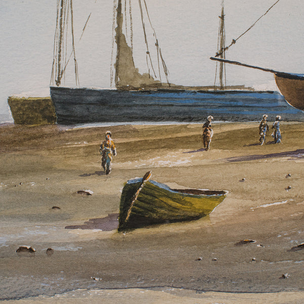 Large Vintage Coastal Watercolour, Welsh, Framed Painting, Landscape, Signed Art