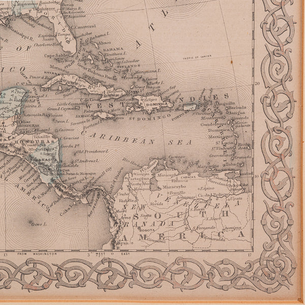 Antique North America Map, USA, Canada, Mexico, Cartography, Colton, Victorian