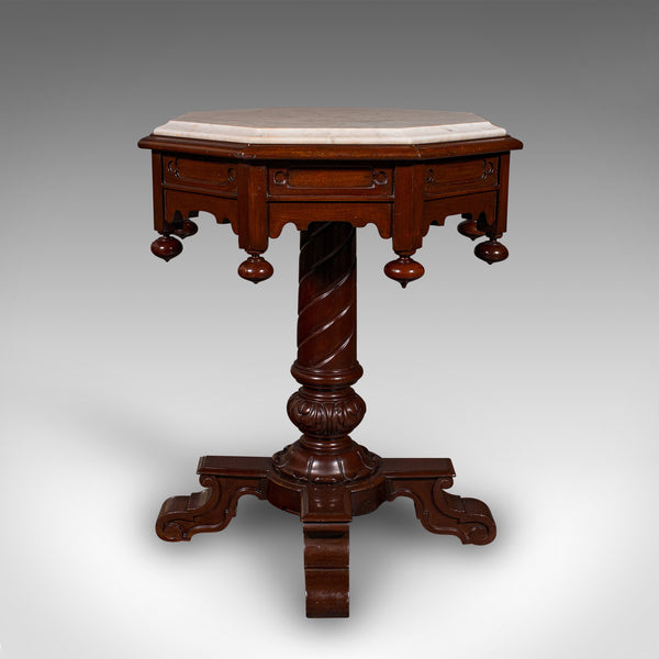 Antique Octagonal Table, English, Marble, Occasional, Centre, Early Victorian