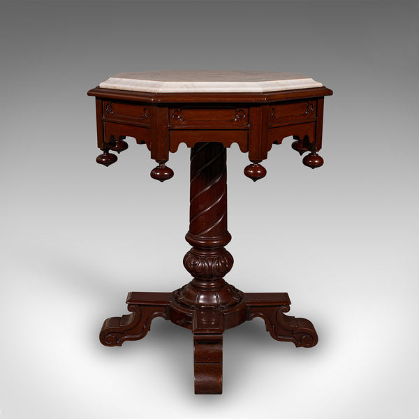 Antique Octagonal Table, English, Marble, Occasional, Centre, Early Victorian