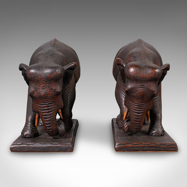 Pair Of Antique Elephant Bookends, English, Book Rest, Home Library, Victorian