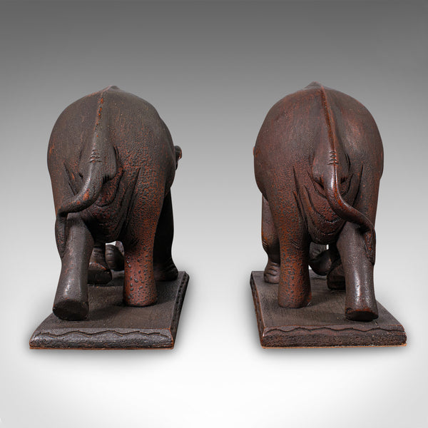 Pair Of Antique Elephant Bookends, English, Book Rest, Home Library, Victorian