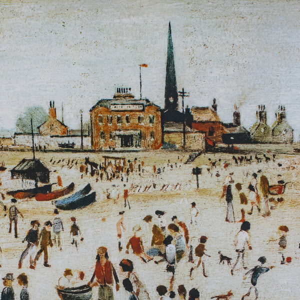 Vintage Print, At The Seaside, LS Lowry, English, Framed Art Reproduction, 1990