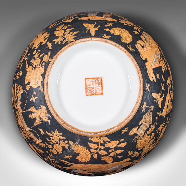 Large Vintage Punch Bowl, Chinese, Ceramic, Fruit Dish, Planter, Art Deco, 1940
